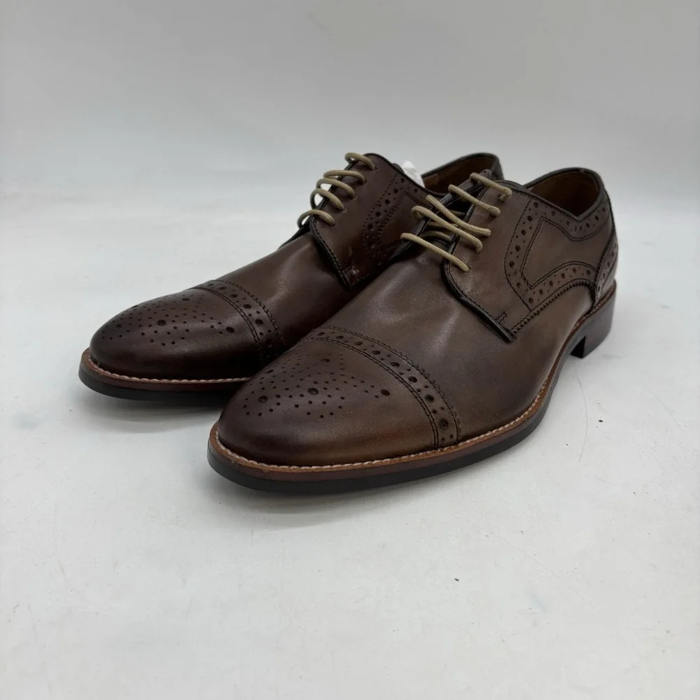 Gordon Rush Medallion Dress Shoes Mens 8.5 Whitaker Derby Full Brogue Cap Toe